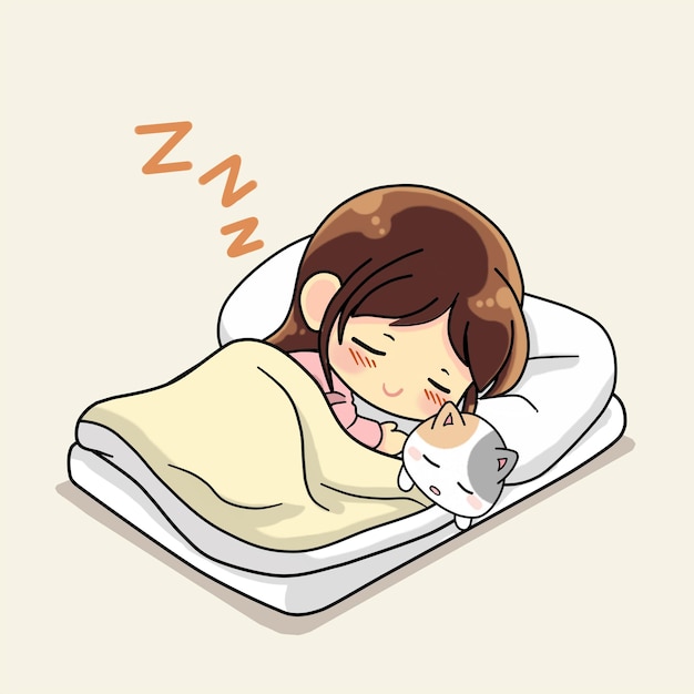 cartoon girl sleeping