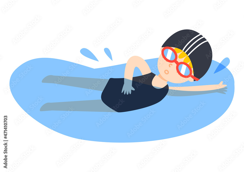 cartoon girl swimming