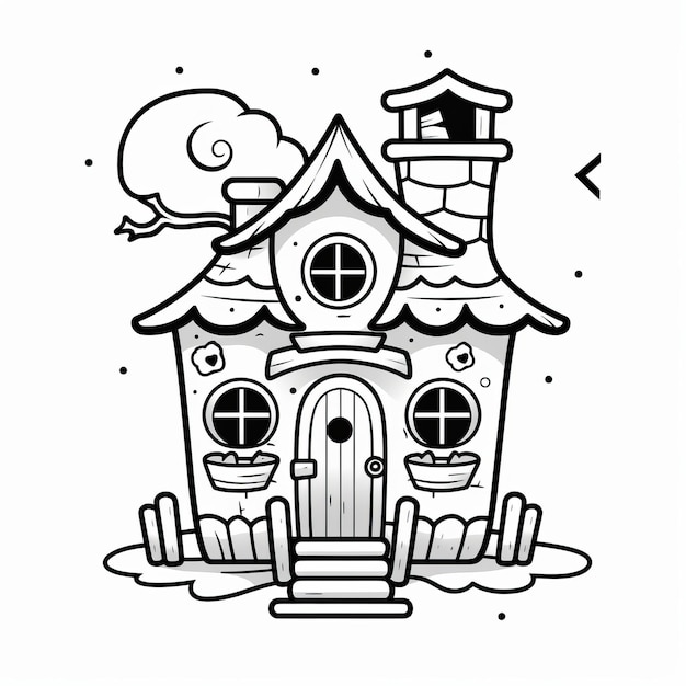 cartoon haunted house coloring page