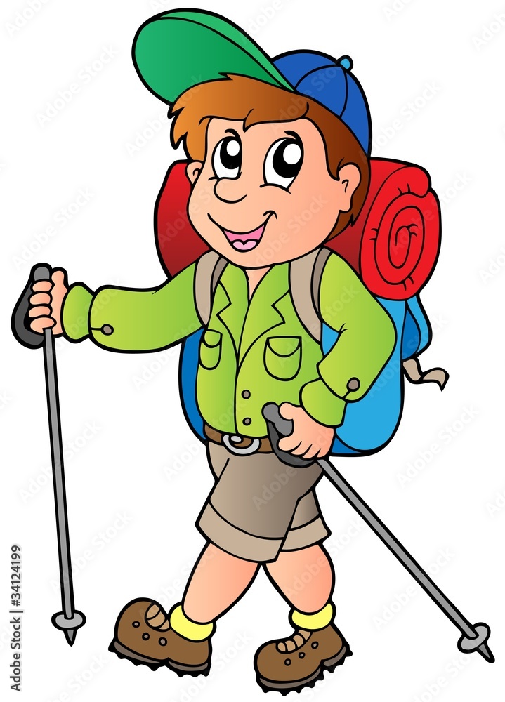 Cartoon hiker boy Stock-Vektorgrafik | Adobe Stock