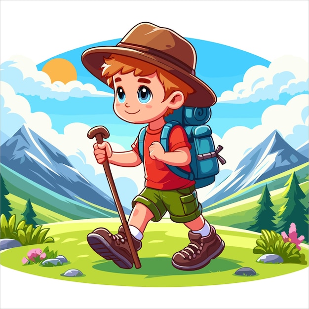 Hiker cartoon illustration | Premium AI-generated vector