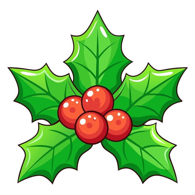cartoon holly leaves