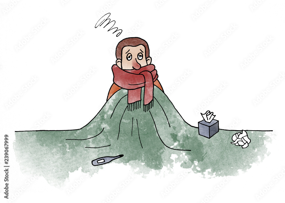 cartoon ill person