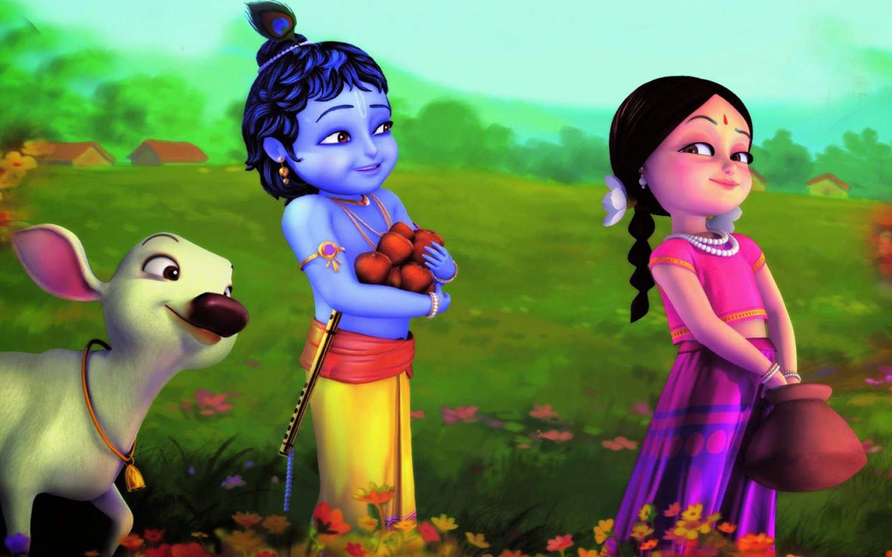 Religious Cartoon Wall Poster|Krishna Cartoon|Interior Wall Poster|Wall  Poster|Poster for Living Room/Hostel/Caf|Poster for Interior  Decoration|High ...