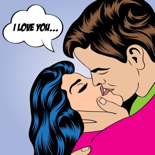 cartoon kissing lips