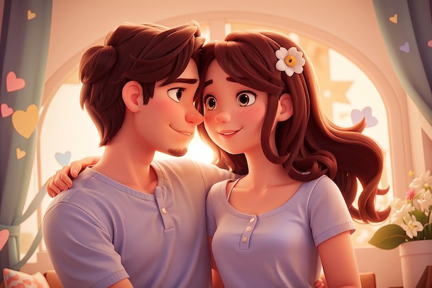 cartoon love couple