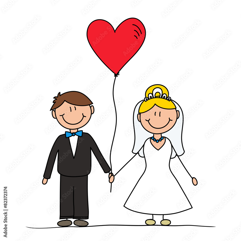 Stock-Vektorgrafik Married couple cartoon drawing, wedding ...