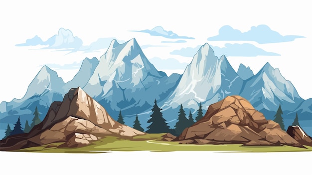 Colorful Cartoon Mountain Range Illustration | Premium AI ...