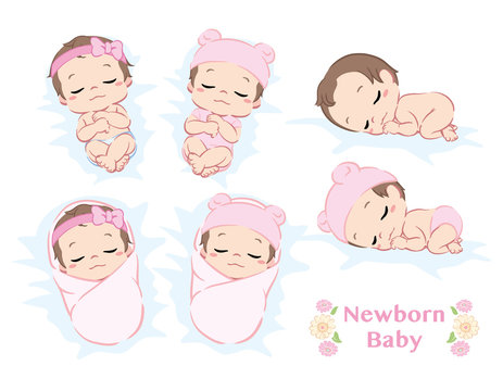 cartoon newborn baby girl