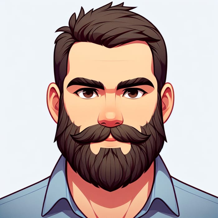 Animated 30-Year-Old Man with Unique Beard and Eyebrows ...