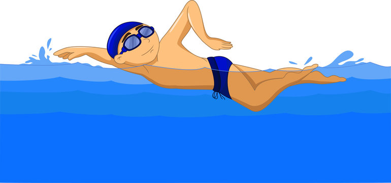 cartoon person swimming