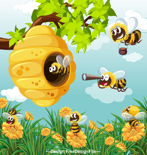 cartoon pics of bees