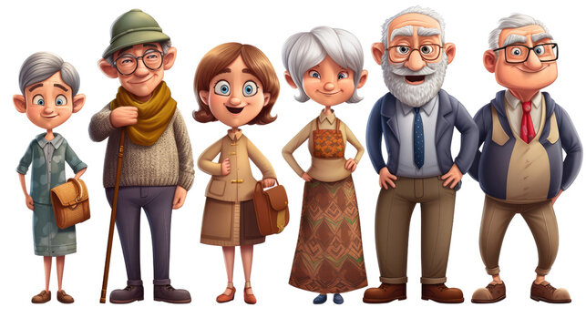 cartoon pictures of old people