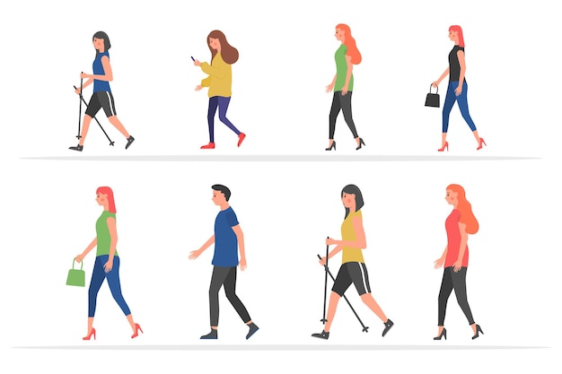 cartoon pictures of people walking