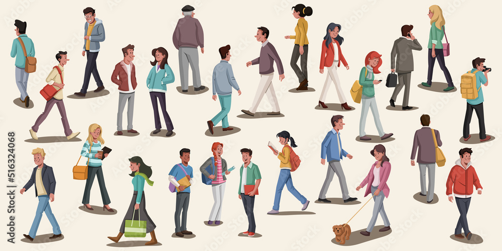 cartoon pictures of people walking