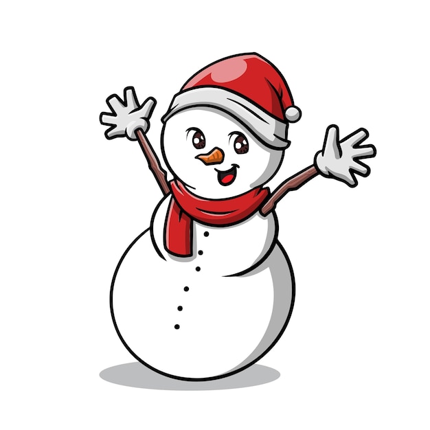 Premium Vector | Cute Christmas Snowman Cartoon