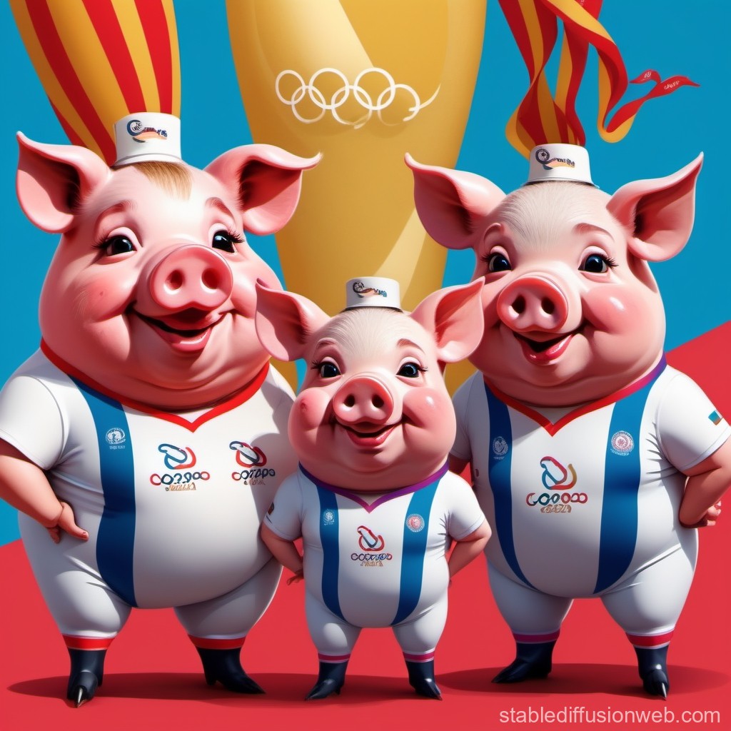 Paris 2024 Olympics: Cartoon Pigs Compete in Gourmet Games ...