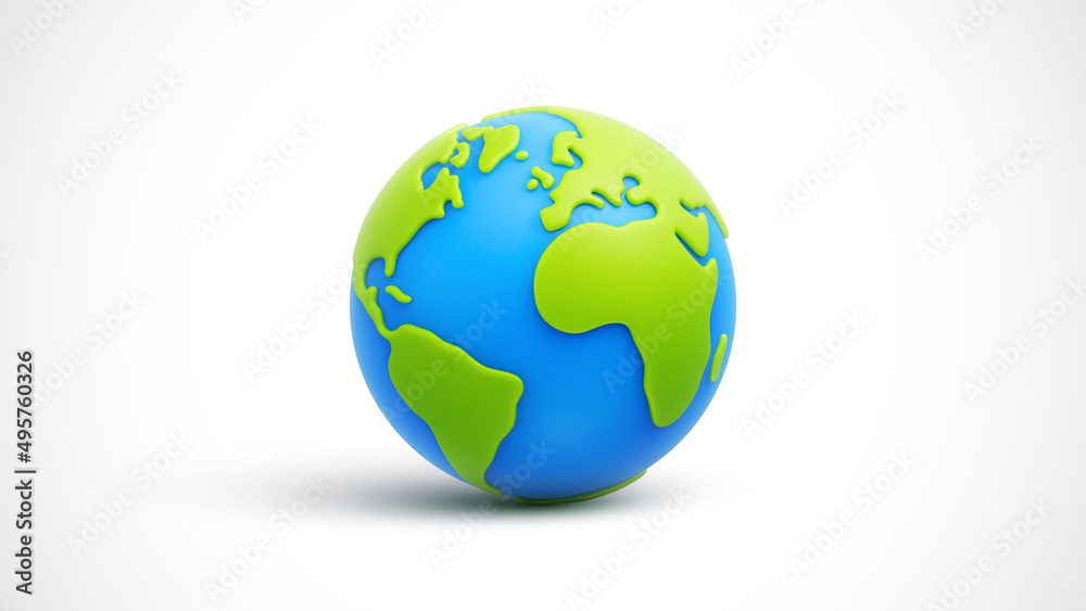 Cartoon planet Earth on white background. Planet Earth day or ...