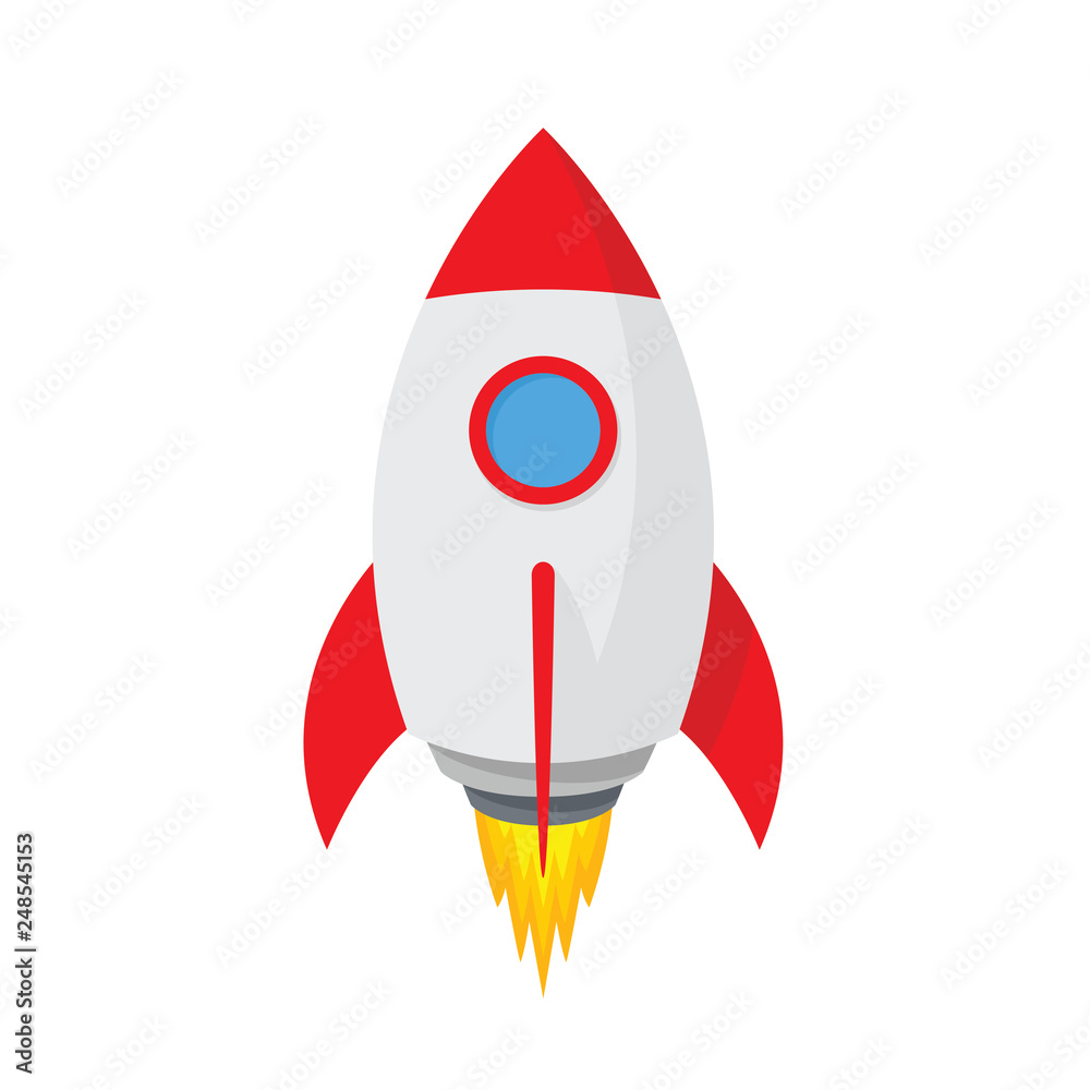 Cartoon rocket space ship. Simple spaceship icon - stock vector ...