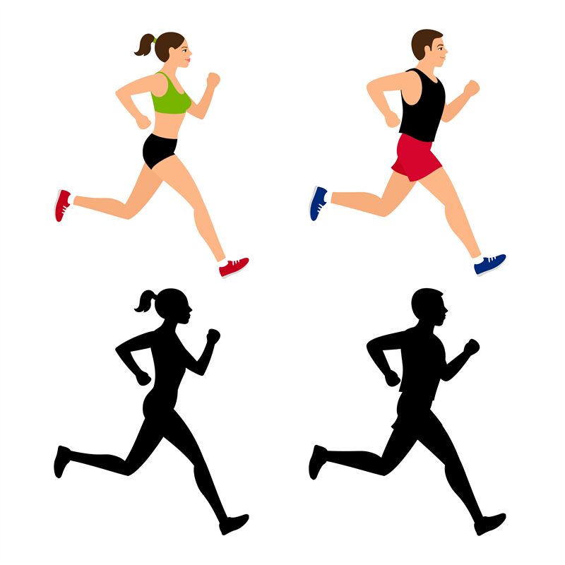 cartoon running people