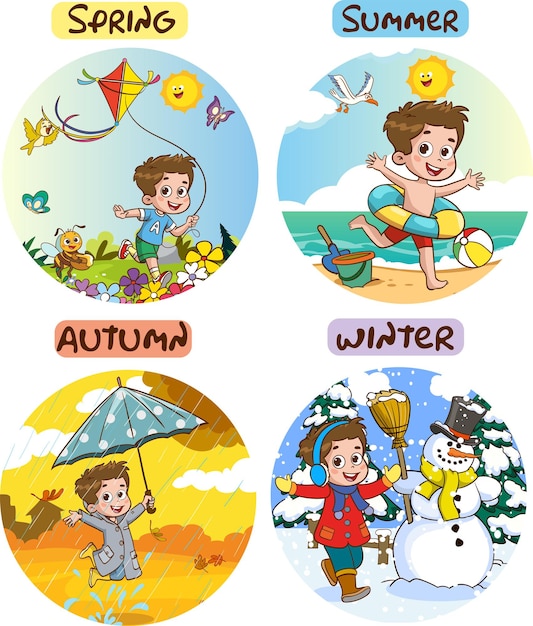 cartoon seasons cliparts