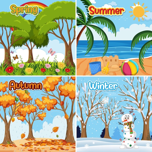 cartoon seasons cliparts