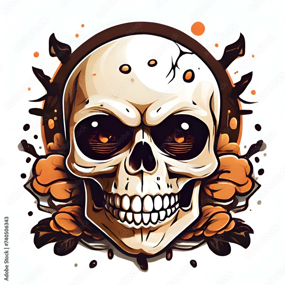 Poster, Wandbilder Cute and scary cartoon skull pictures, stickers,  t-shirts., 40x40 cm