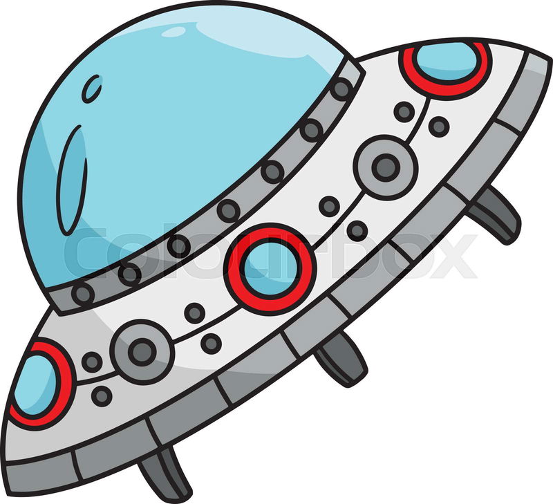 This cartoon clipart shows a UFO Spaceship illustration. | Colourbox