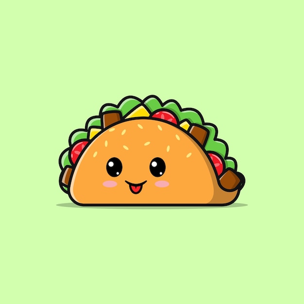 Niedliche Taco-Cartoon-Illustration mit Gesichtsausdruck | Premium ...