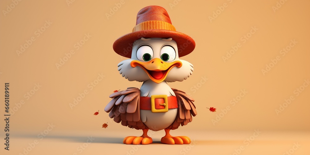 cute Thanksgiving turkey character cartoon, Young Foto, Poster ...