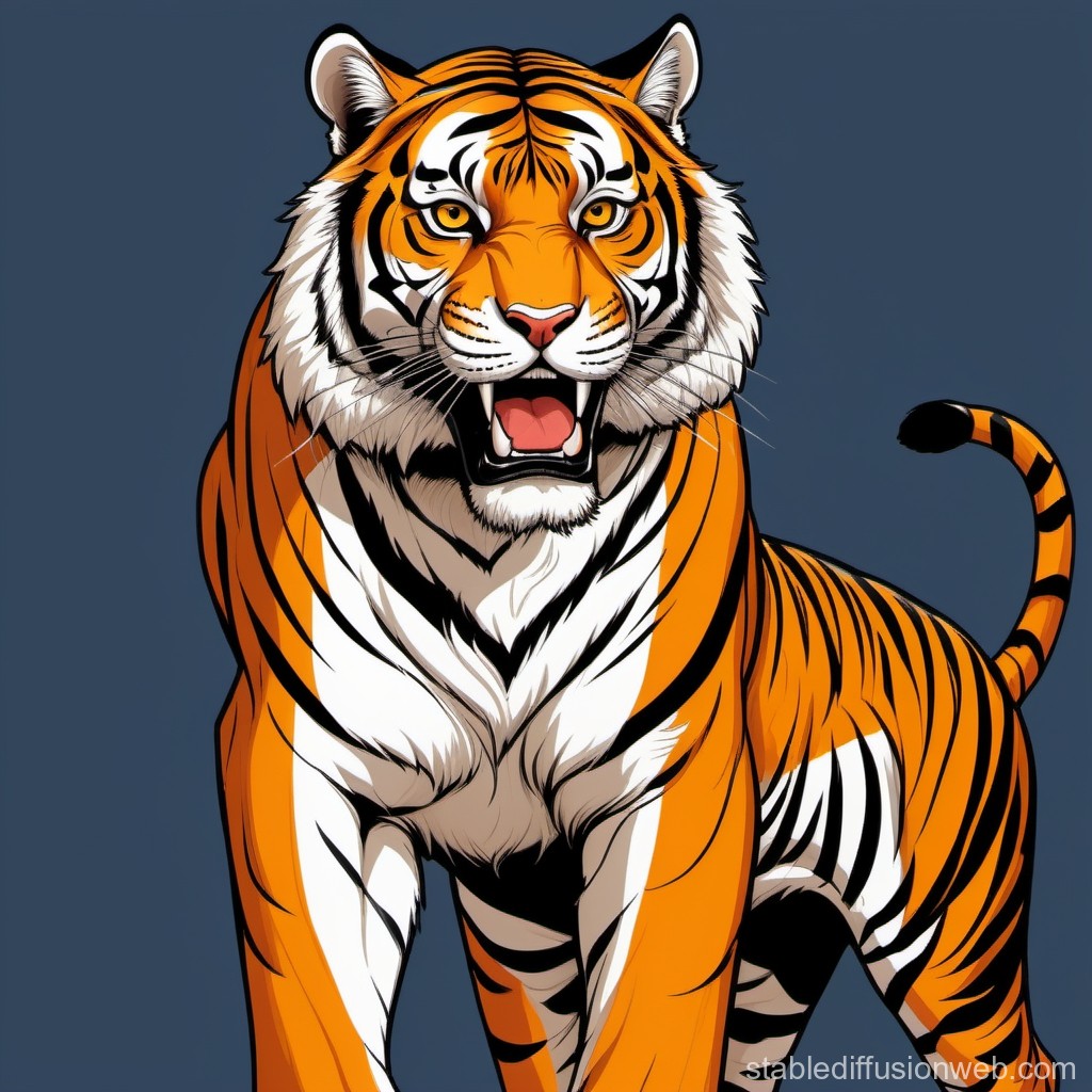 High Resolution Cartoon Bengal Tiger | Stable Diffusion Online