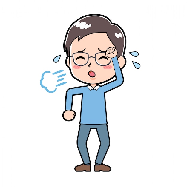 cartoon tired person