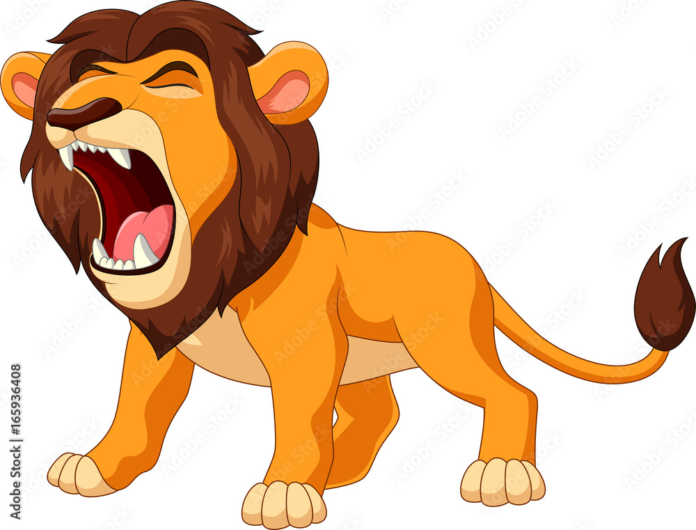 Cartoon lion roaring Stock-Vektorgrafik | Adobe Stock