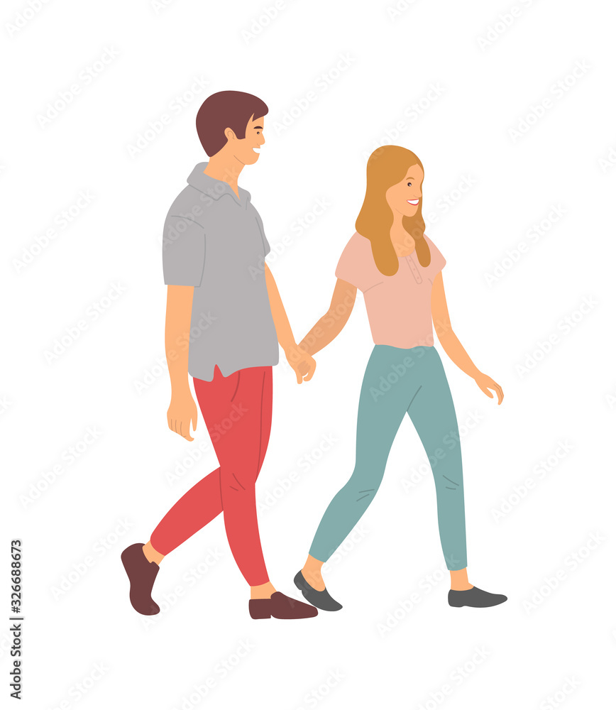 cartoons people walking