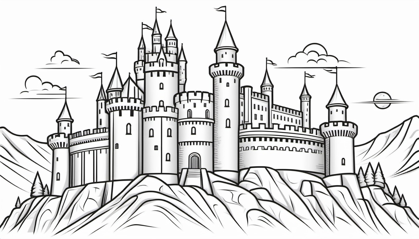 Stone Castle Coloring Page | Stable Diffusion Online