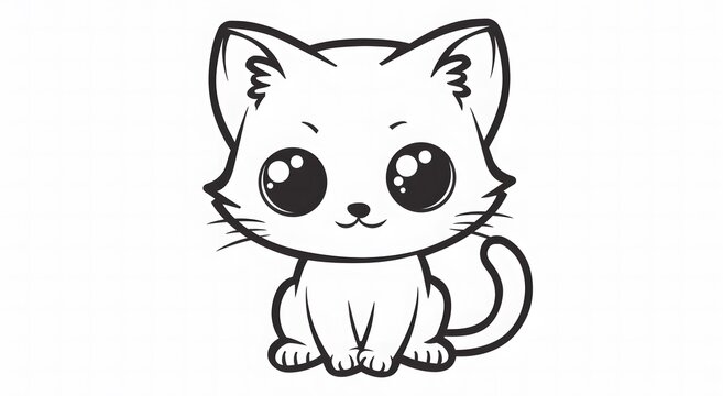 cat black and white clipart
