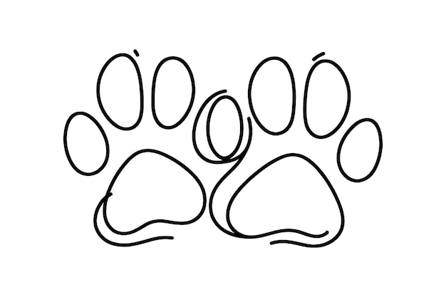 Premium Vector | Animal paw print graphic illustration one line