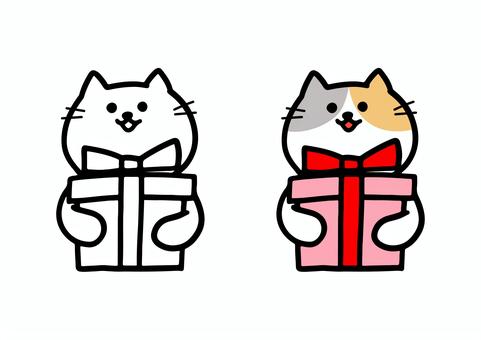 Free Vectors | Illustration of a cat giving a present
