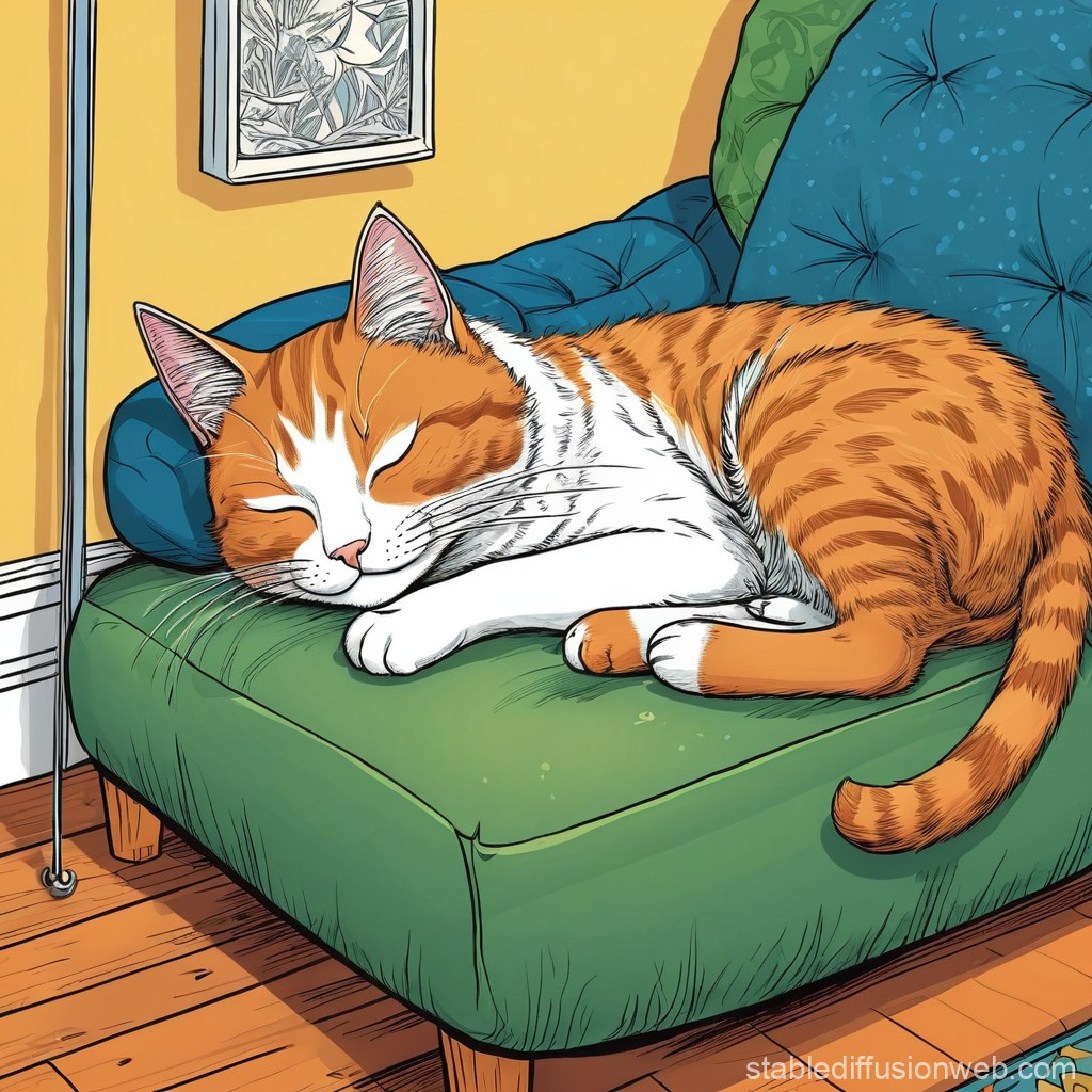 Cat Sleeping at Home | Stable Diffusion Online