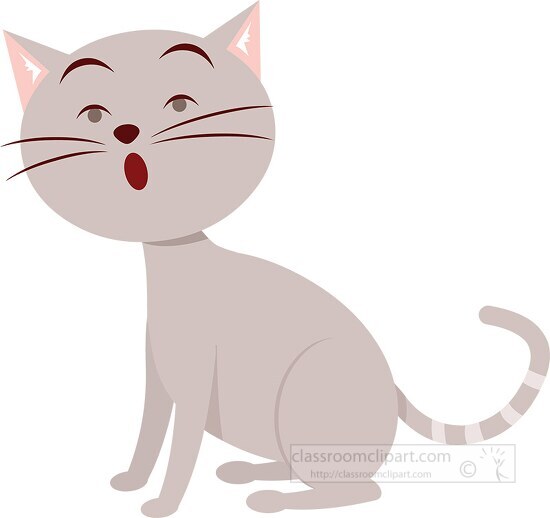 Cat Clipart-cute cat stands on all fours curly tail clipart
