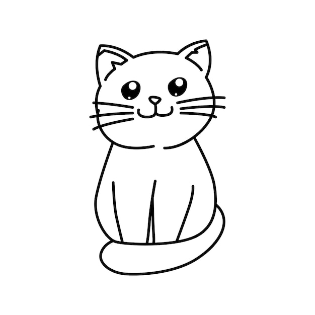 Premium Vector | Cute cat vector illustration line art style