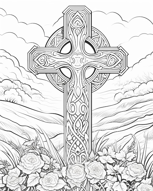 celtic cross coloring page