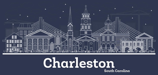 Premium Vector | Outline Charleston South Carolina City Skyline ...