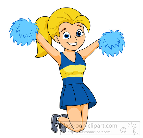 Cheerleading Clipart - cheerleader-jumps-up-holding-pom-poms ...