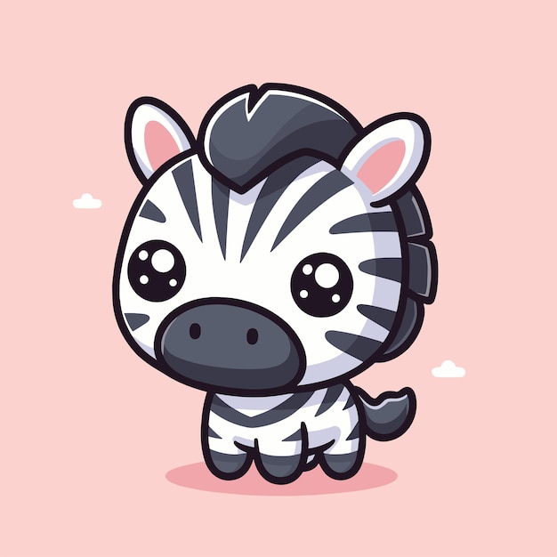 Chibi cute kawaii cartoon zebra with striped black and white motif ...