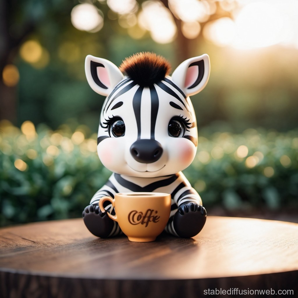 Cute Chibi Zebra with Coffee | Stable Diffusion Online