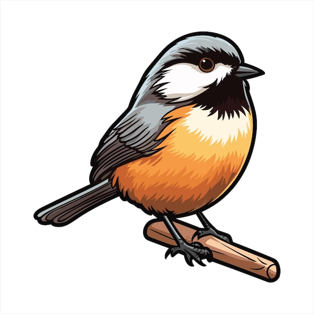 Chickadee Cute Funny Cartoon Kawaii Clipart Colorful Watercolor ...