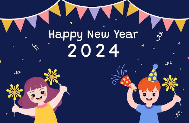 Premium Vector | Flat design vector colorful 2024 new year ...