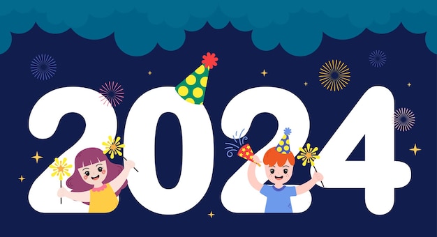 Premium Vector | Flat design vector colorful 2024 new year ...