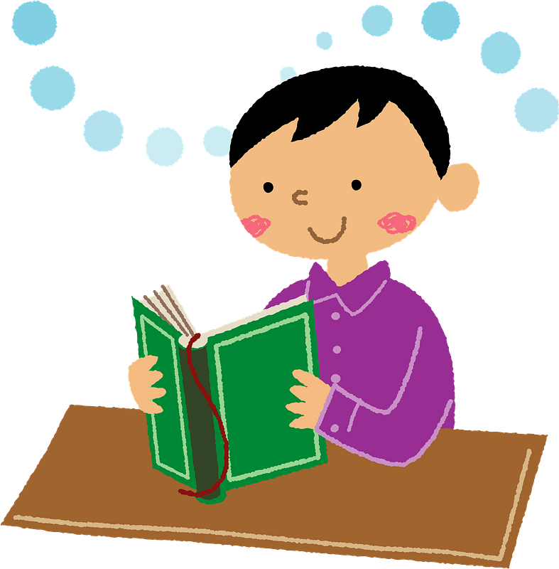 child reading a book clipart
